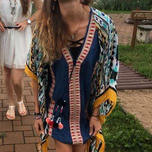 Zara Demin Mini  Pom Pom  Tunic Dress